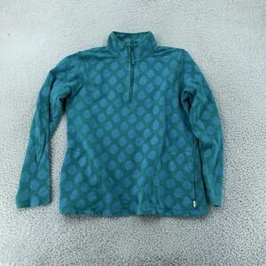 Orvis Pullover Womens Small Teal‎ Blue Paisley Quarter Zip Sweater Jacket